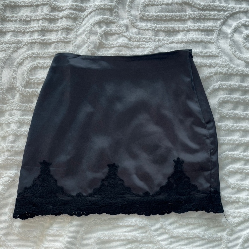 Urban Outfitters Satin Skirt with Lace Detail